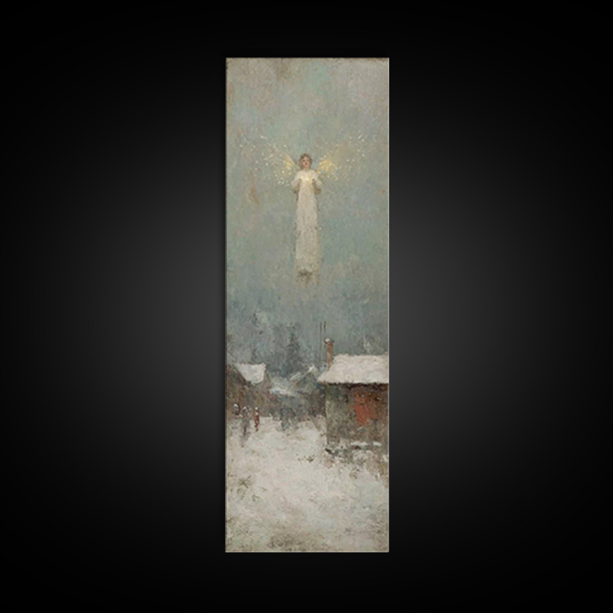 Winter Angel – Framed Canvas Print, Christmas Wall Art, Christian Christmas Art, Christian Art Canvas, Tall Narrow Wall Art, Christmas Art