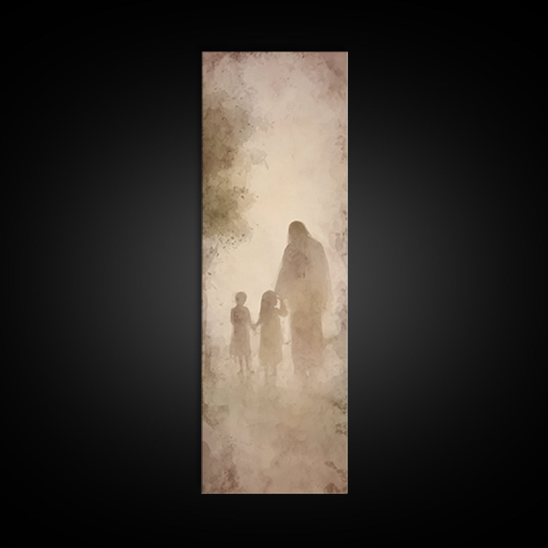 Heavenly Walk Home – Framed Canvas Print – Tall Narrow Wall Art – Christian Art – Jesus Art Print – Christian Painting – Christian Wall Art