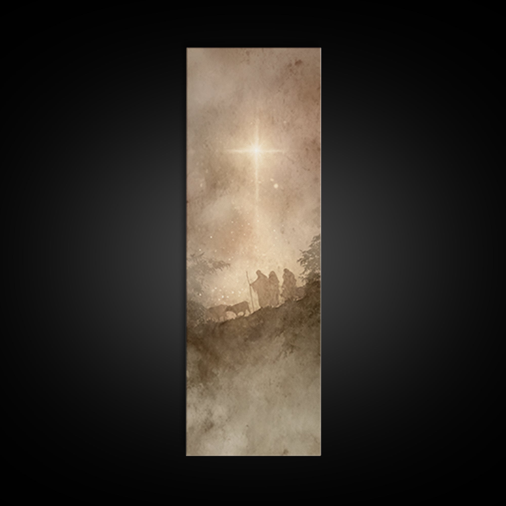The Guiding Star – Framed Canvas Print – Narrow Art – Christian Wall Art – Christmas Art – Jesus Painting – Christian Decor
