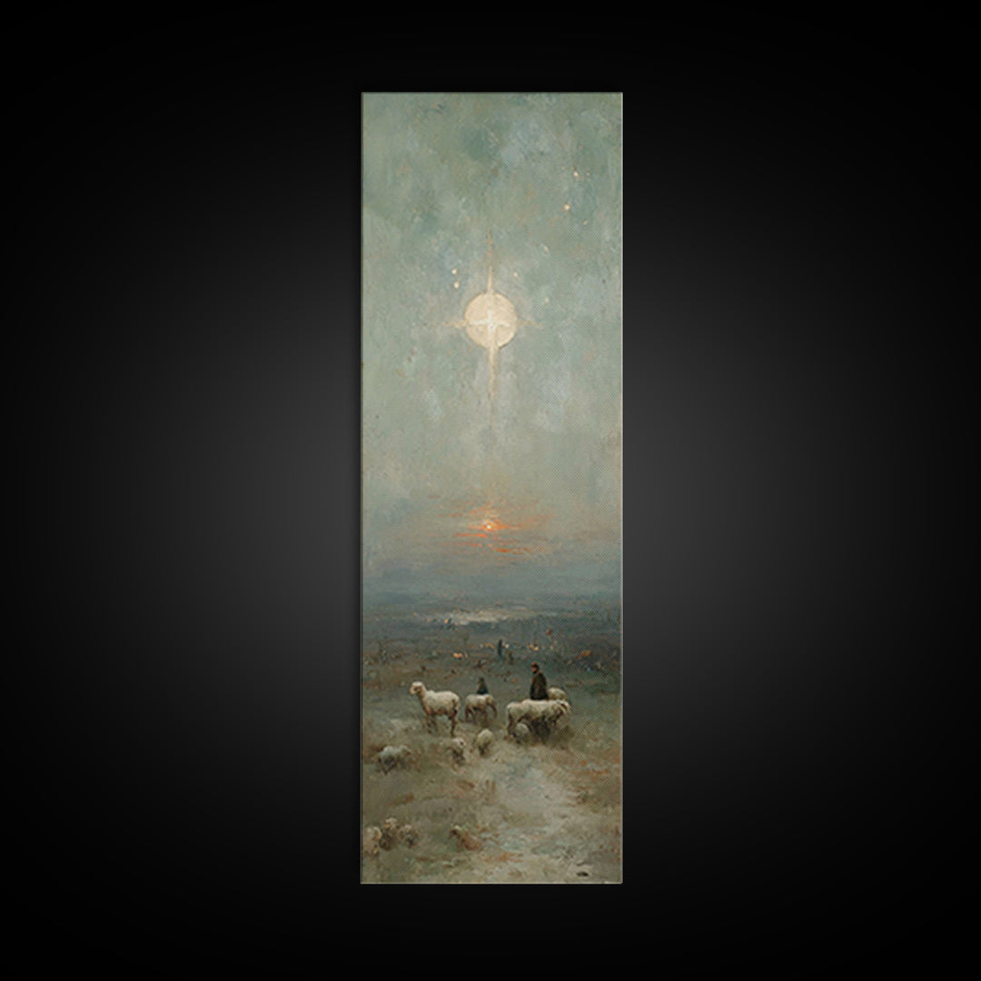 Holy Star Rising – Framed Canvas Print – Skinny Art – Christian Art Work – Christmas Canvas Wall Art – Jesus Art Print