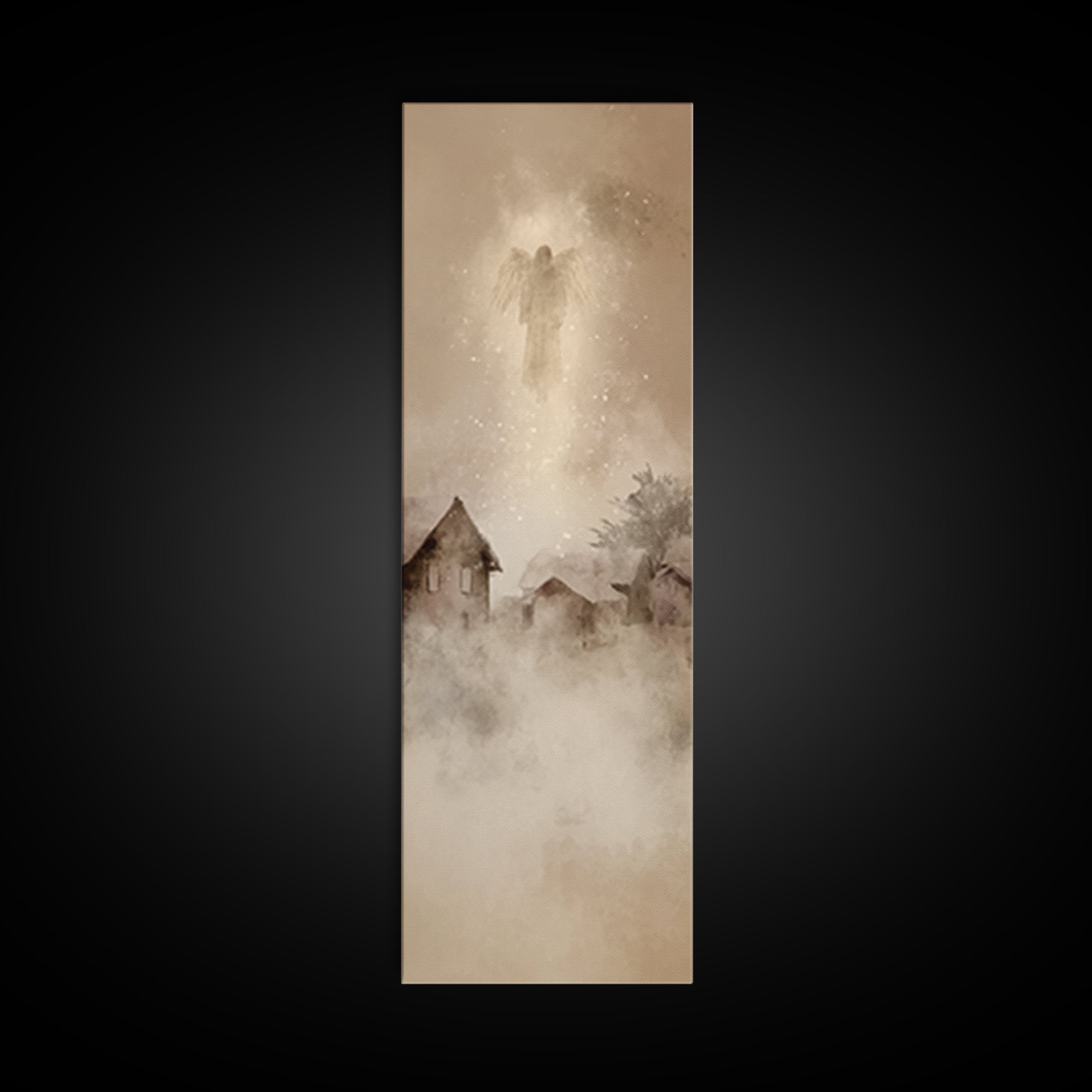 Holy Watcher – Framed Canvas Print – Christian Christmas Art – Christmas Wall Art – Narrow Art – Christian Art Canvas – Moody Christmas Art