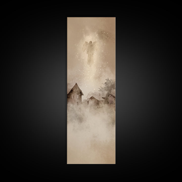 Holy Watcher – Framed Canvas Print – Christian Christmas Art – Christmas Wall Art – Narrow Art – Christian Art Canvas – Moody Christmas Art