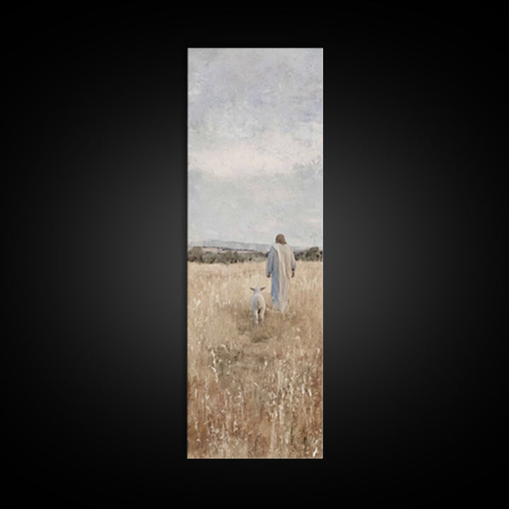 Shepherd’s Peace Path – Framed Canvas Print – Narrow Art – Christian Art Print – Christmas Wall Art – Jesus Painting