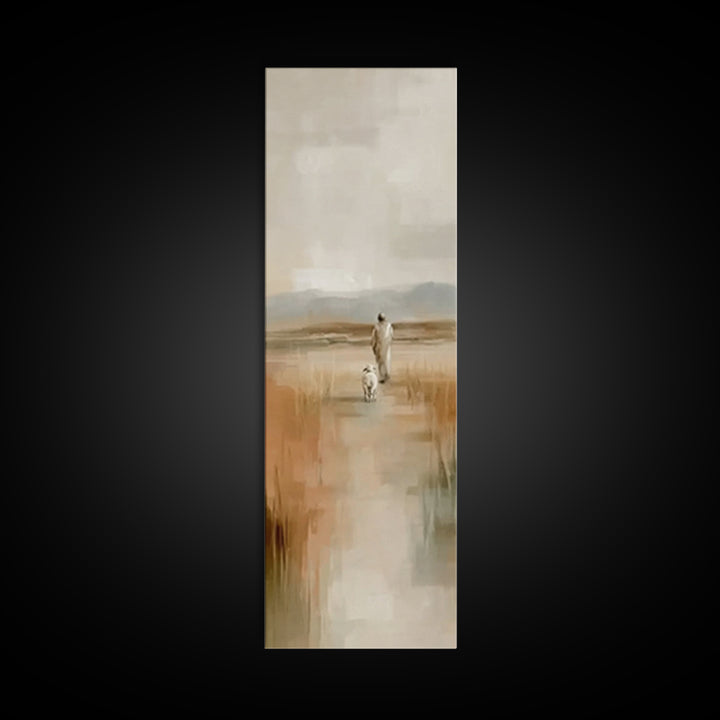 Quiet Shepherd Road | Framed Canvas Print | Tall Skinny Art Print | Christian Art | Jesus Canvas Art | Christian Paintings | Christian Deco