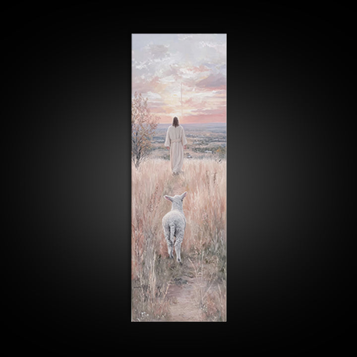 Pasture Of Mercy, Framed Canvas Print, Tall Skinny Art Print, Jesus Canvas Art, Christian Wall Art, Vintage Christian Art, Christian Gift