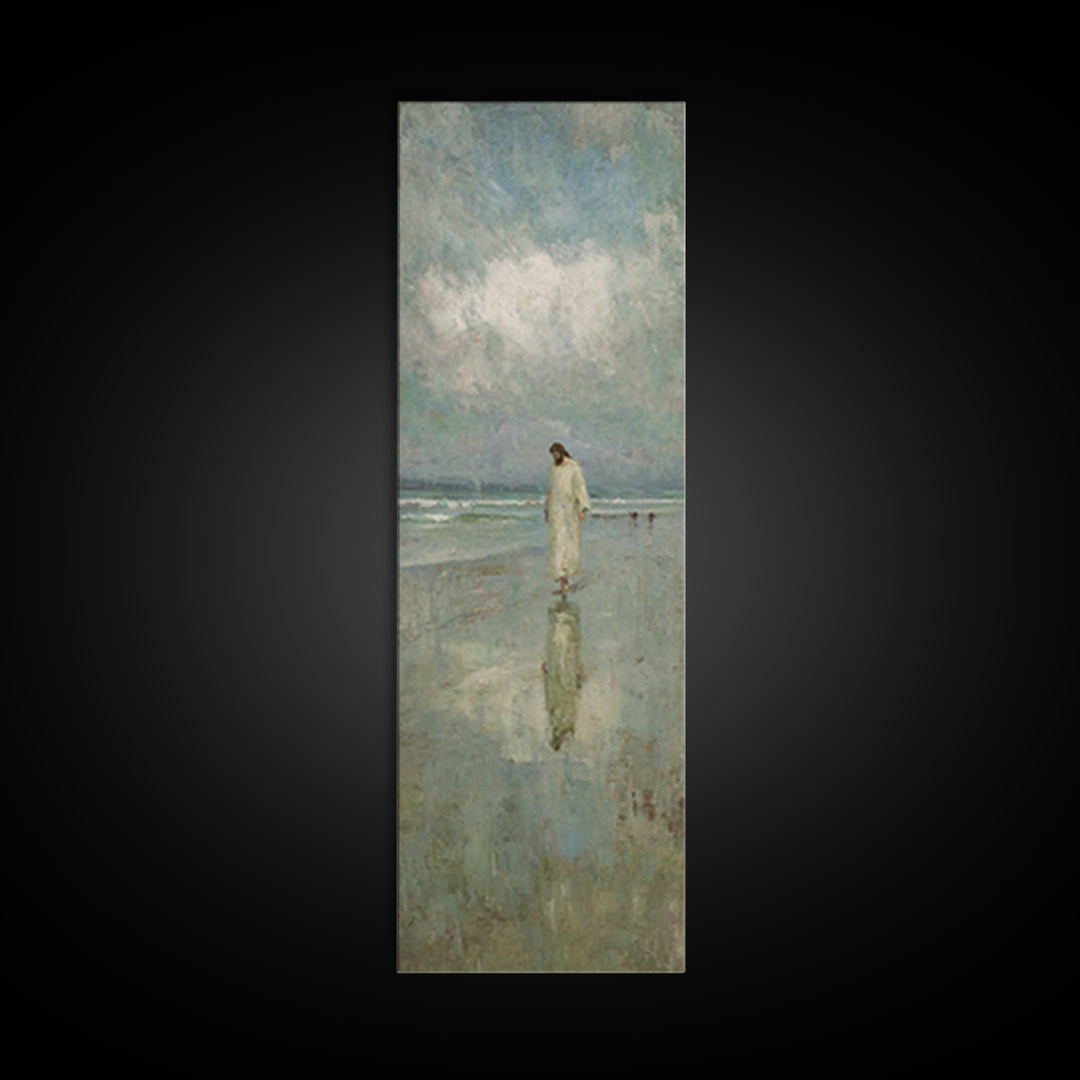 Walk of Peace – Framed Canvas Print – Jesus Painting – Christian Art – Tall Skinny Art Print – Christian Wall Art – Christmas Art