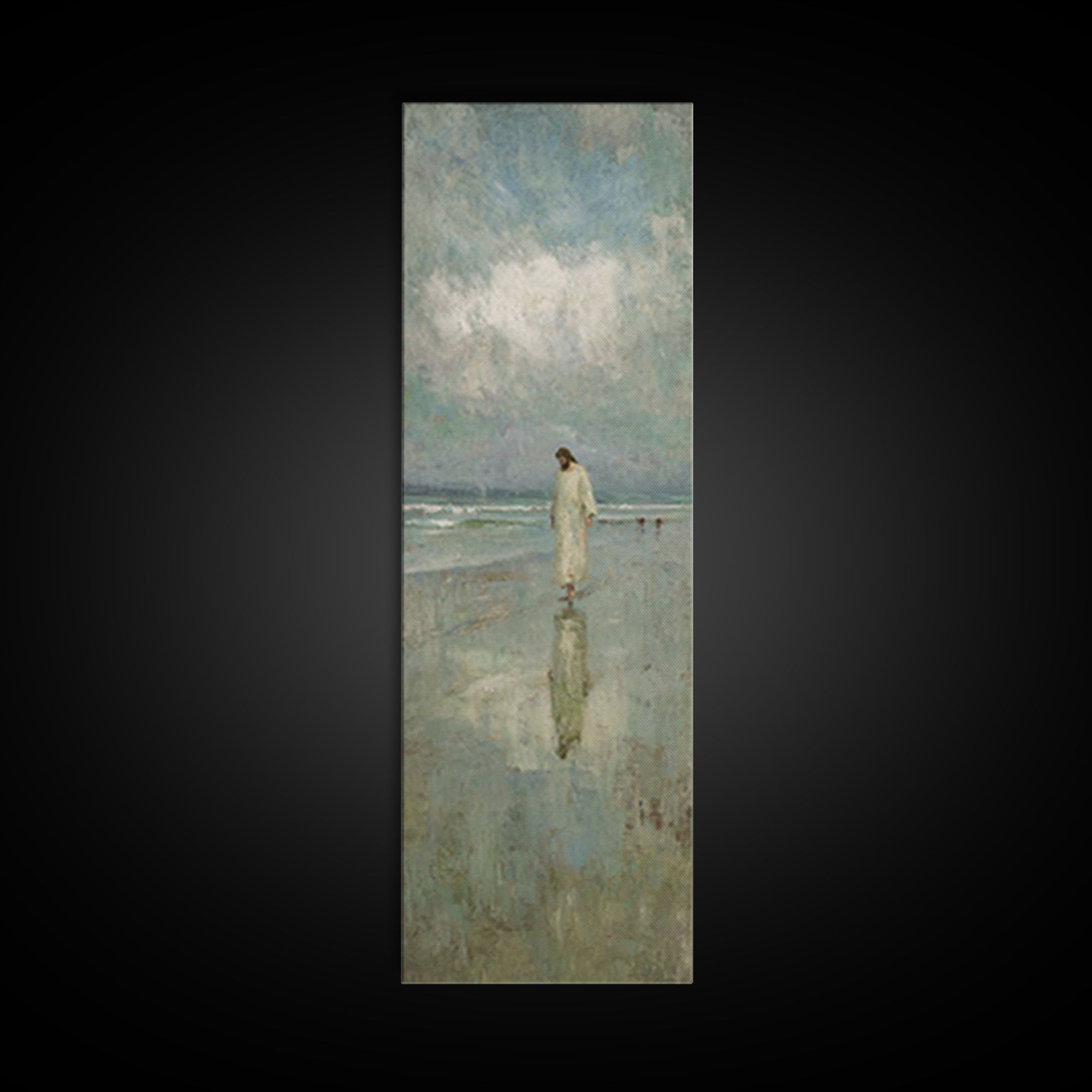 Walk of Peace – Framed Canvas Print – Jesus Painting – Christian Art – Tall Skinny Art Print – Christian Wall Art – Christmas Art