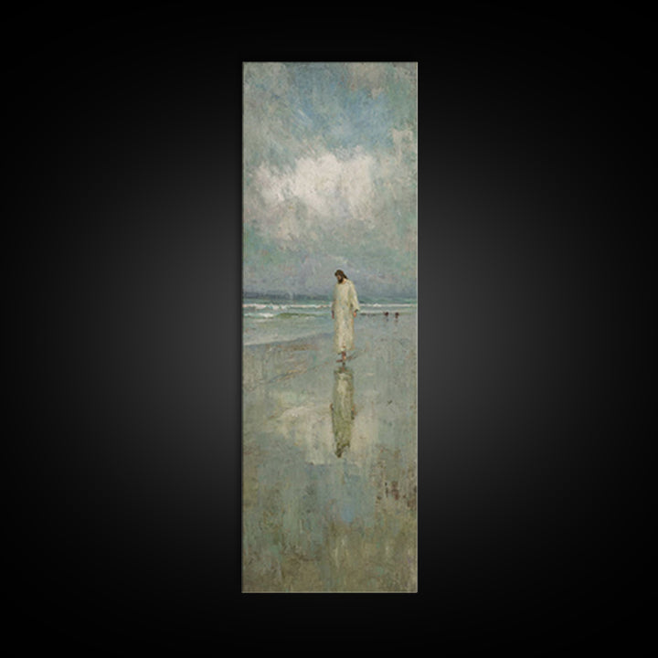 Walk of Peace – Framed Canvas Print – Jesus Painting – Christian Art – Tall Skinny Art Print – Christian Wall Art – Christmas Art