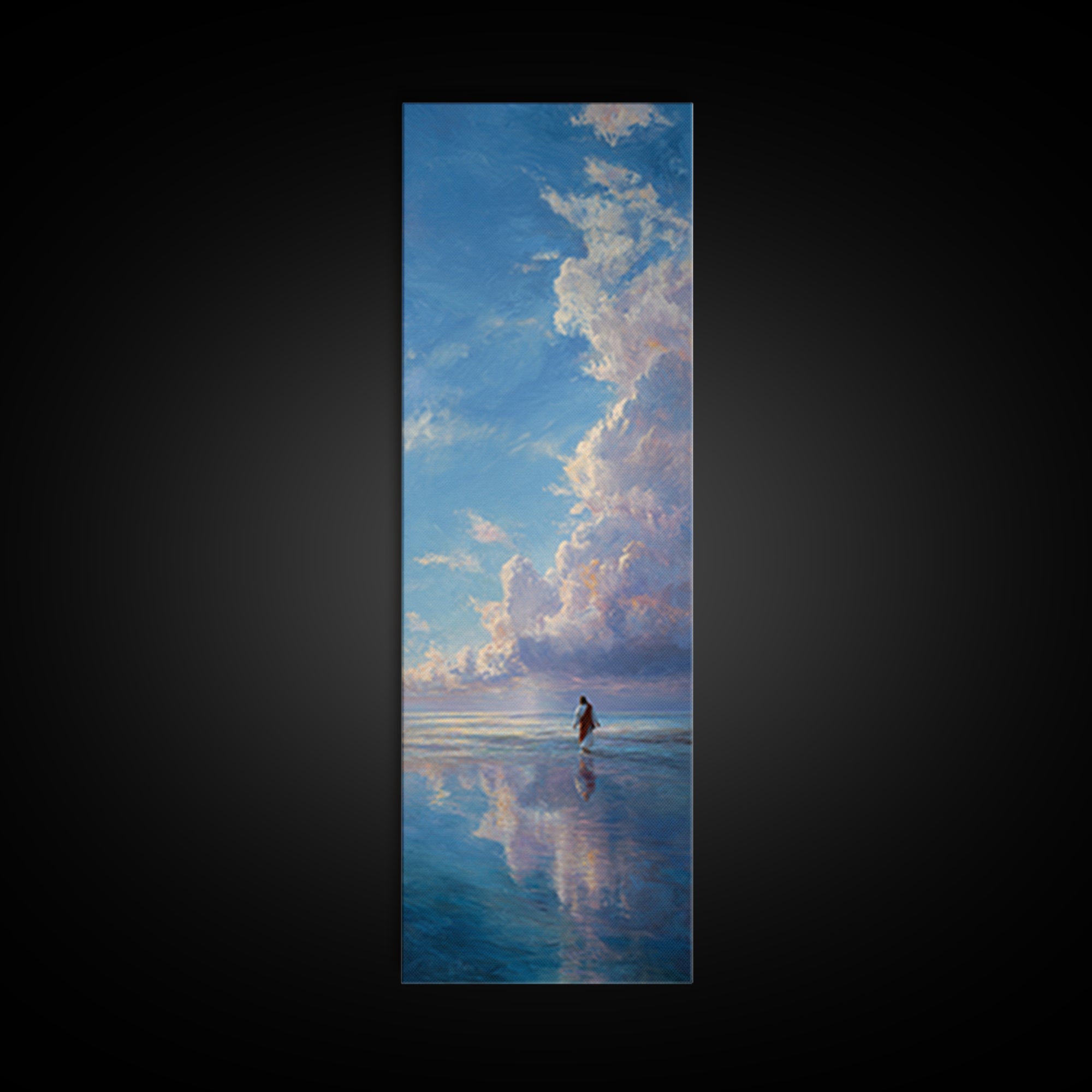 Heavenlit Journey – Framed Canvas Print – Christian Wall Art – Christian Art Canvas – Tall Narrow Wall Art – Jesus Painting – Christmas Art
