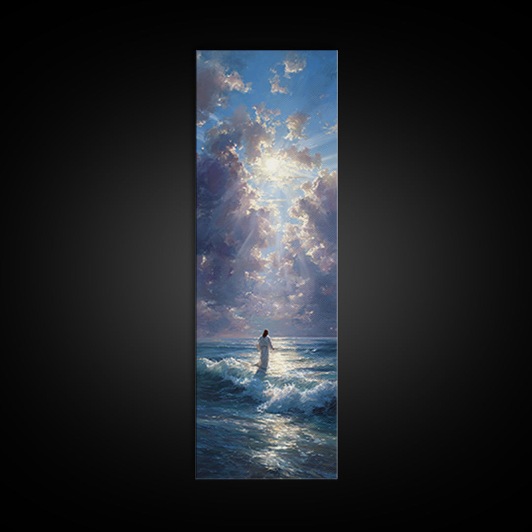 Radiant Ascension Sky – Framed Canvas Print – Christian Art Canvas – Christian Wall Art – Narrow Art – Jesus Painting – Christmas Art