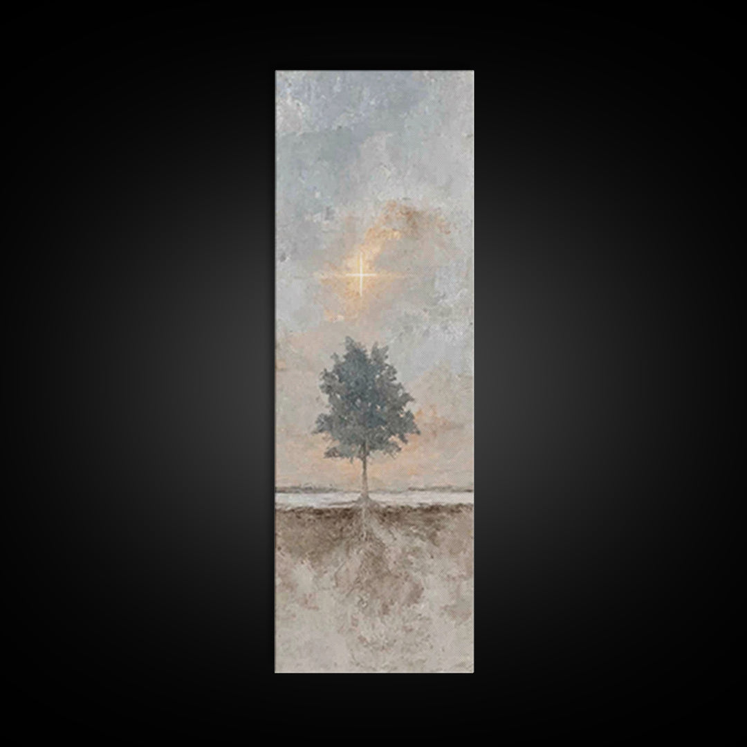 Cross Of Promise – Framed Canvas Print – Christian Art Canvas – Tall Narrow Wall Art – Christian Wall Art – Christian Christmas Art – Minim