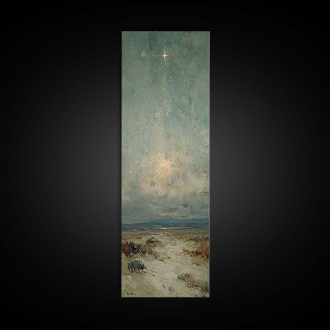 Starry Night Path – Framed Canvas Print – Narrow Art – Christian Wall Art – Christmas Art – Christian Art Canvas – Christian Christmas Deco