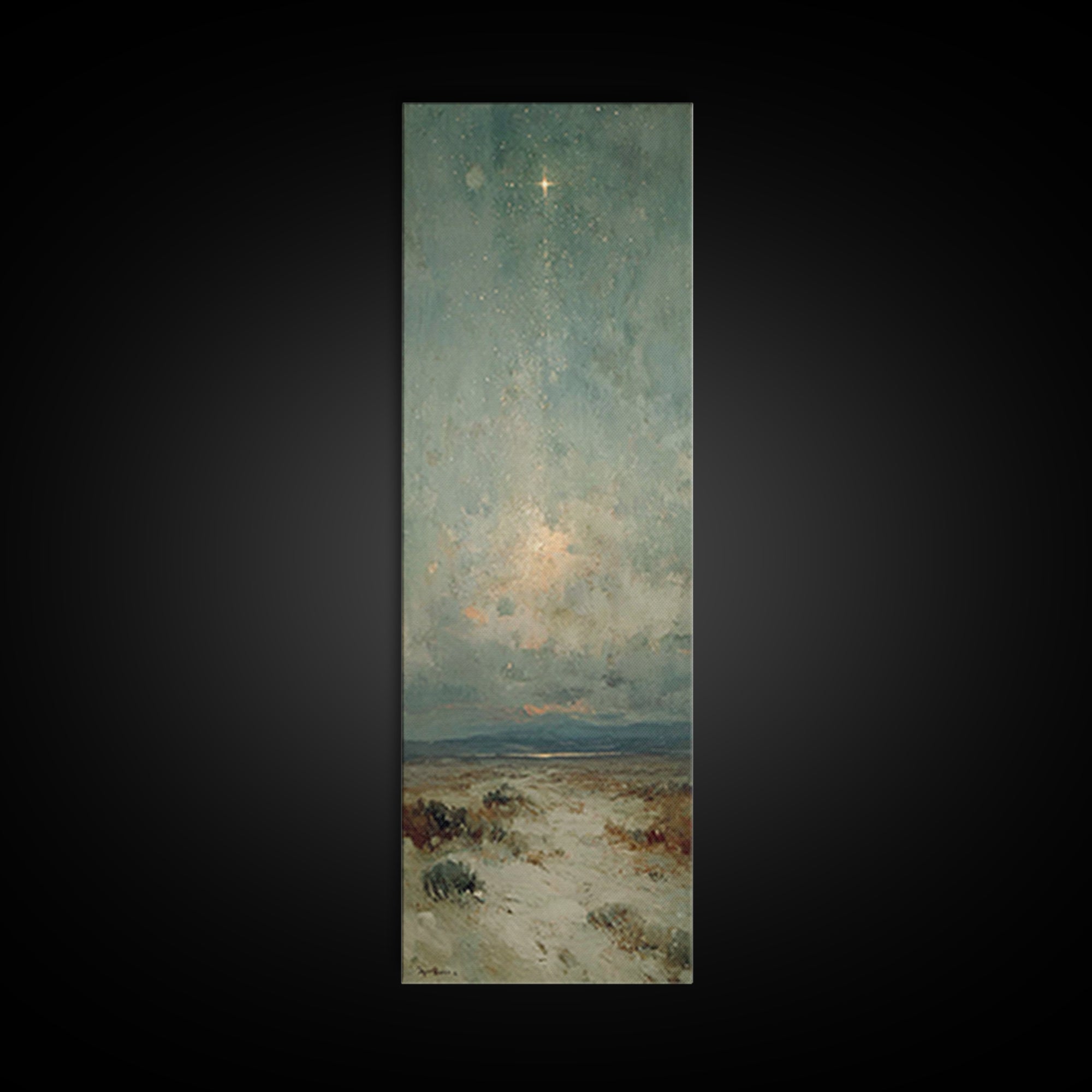 Starry Night Path – Framed Canvas Print – Narrow Art – Christian Wall Art – Christmas Art – Christian Art Canvas – Christian Christmas Deco