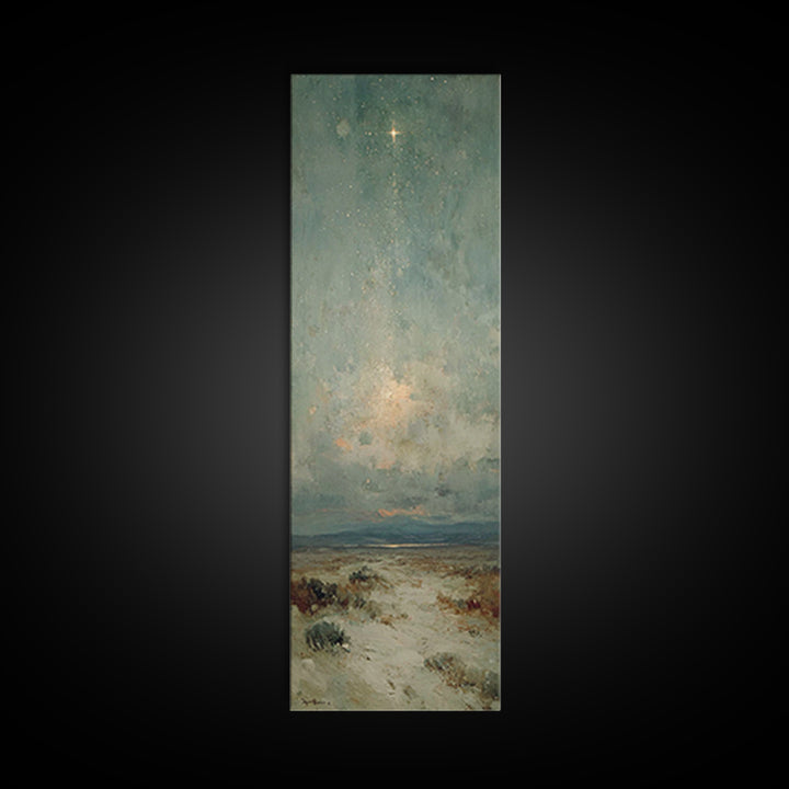 Starry Night Path – Framed Canvas Print – Narrow Art – Christian Wall Art – Christmas Art – Christian Art Canvas – Christian Christmas Deco