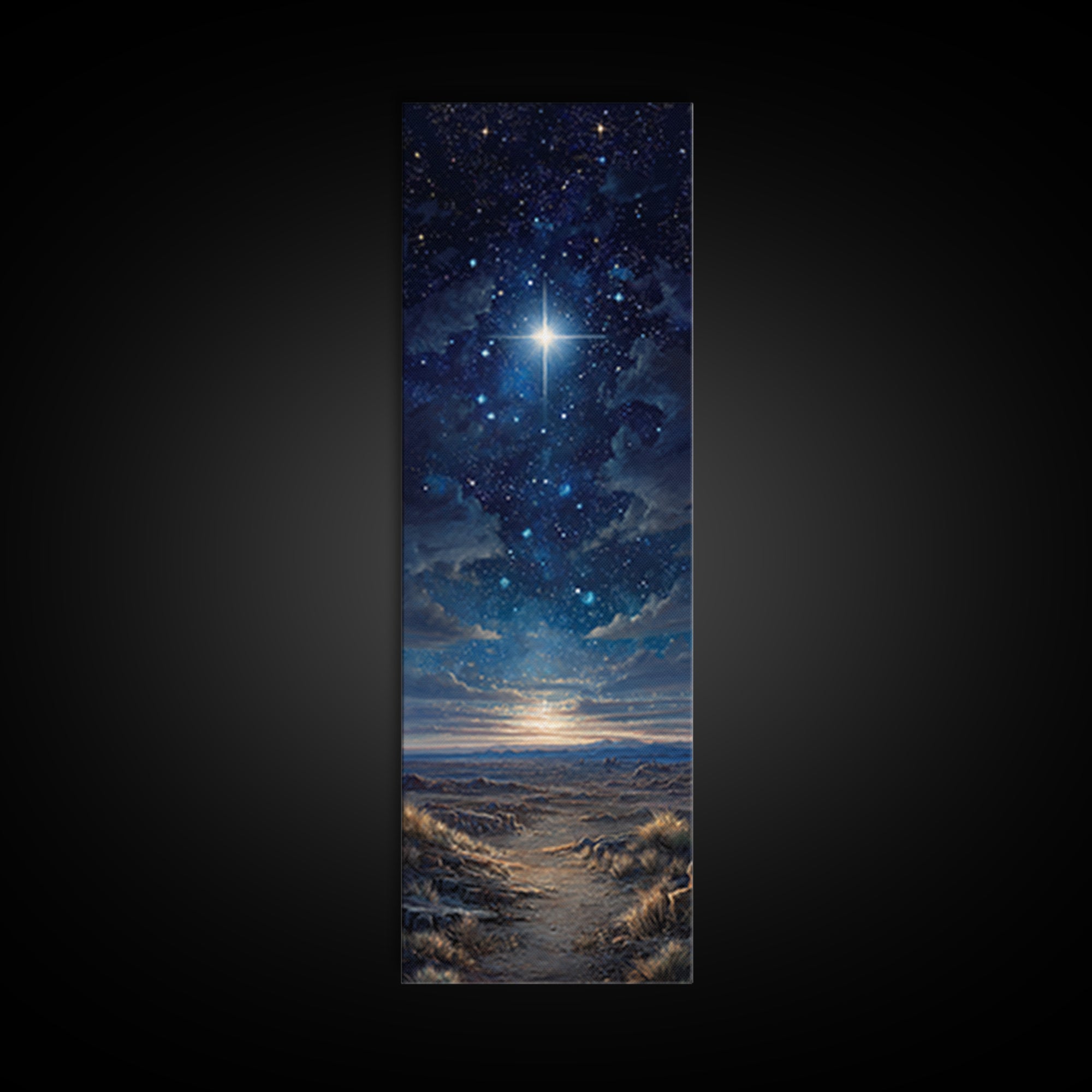 Bethlehem Night Sky – Framed Canvas Print – Tall Skinny Art Print – Christmas Art – Christian Wall Art – Christian Art Canvas – Christian C