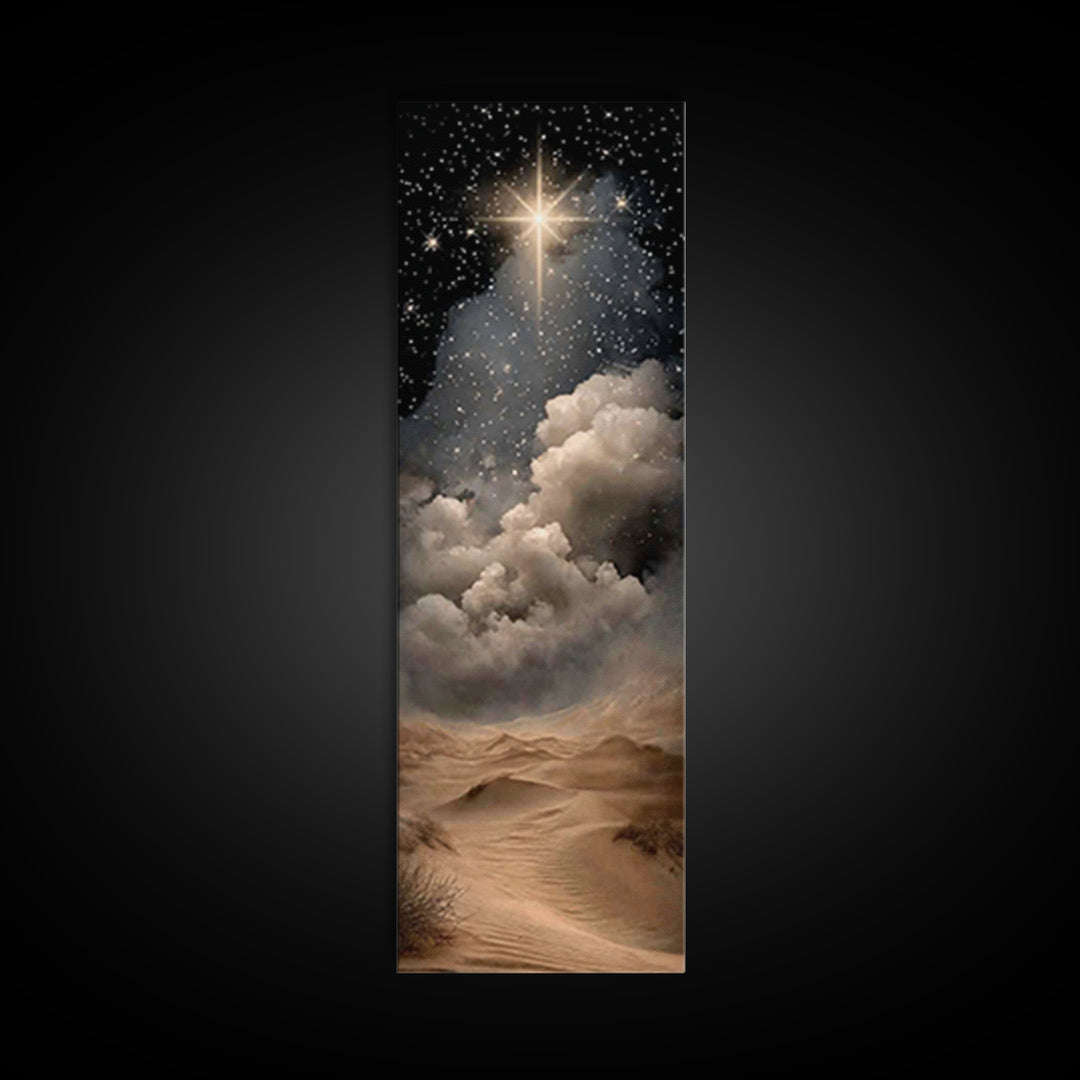 Desert Star Wonder – Framed Canvas Print – Christian Art – Narrow Art – Christian Christmas Art – Christmas Wall Art – Christian Art Canvas