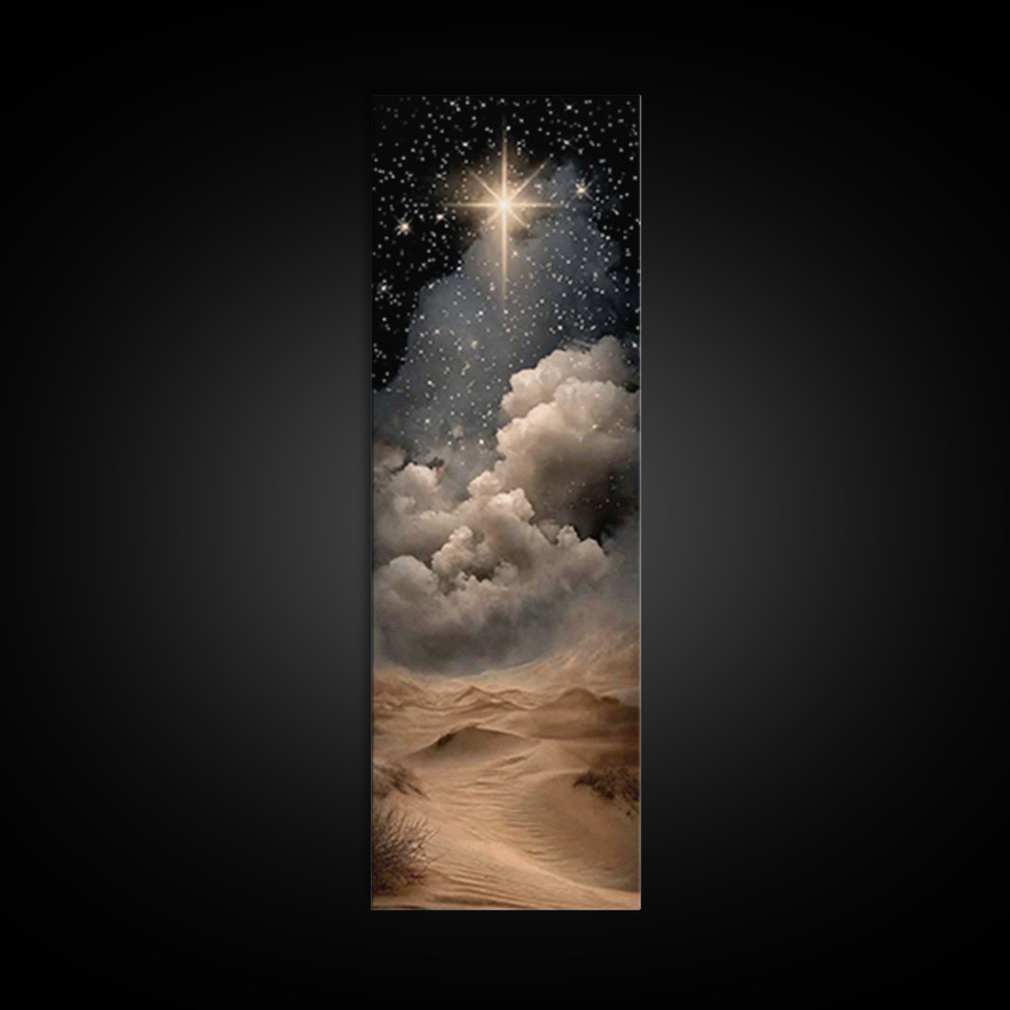 Desert Star Wonder – Framed Canvas Print – Christian Art – Narrow Art – Christian Christmas Art – Christmas Wall Art – Christian Art Canvas
