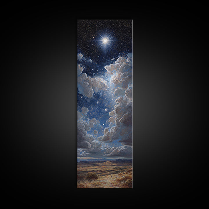 The Guiding Star – Framed Canvas Print – Christian Wall Art – Christian Art Canvas – Christmas Art – Narrow Art – Jesus Painting