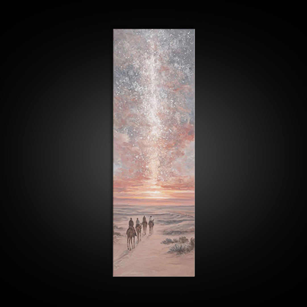 Blessed Night Sky | Framed Canvas Print | Christian Art Print | Christmas Art | Narrow Art | Framed Christian Art | Christmas Canvas Wall A