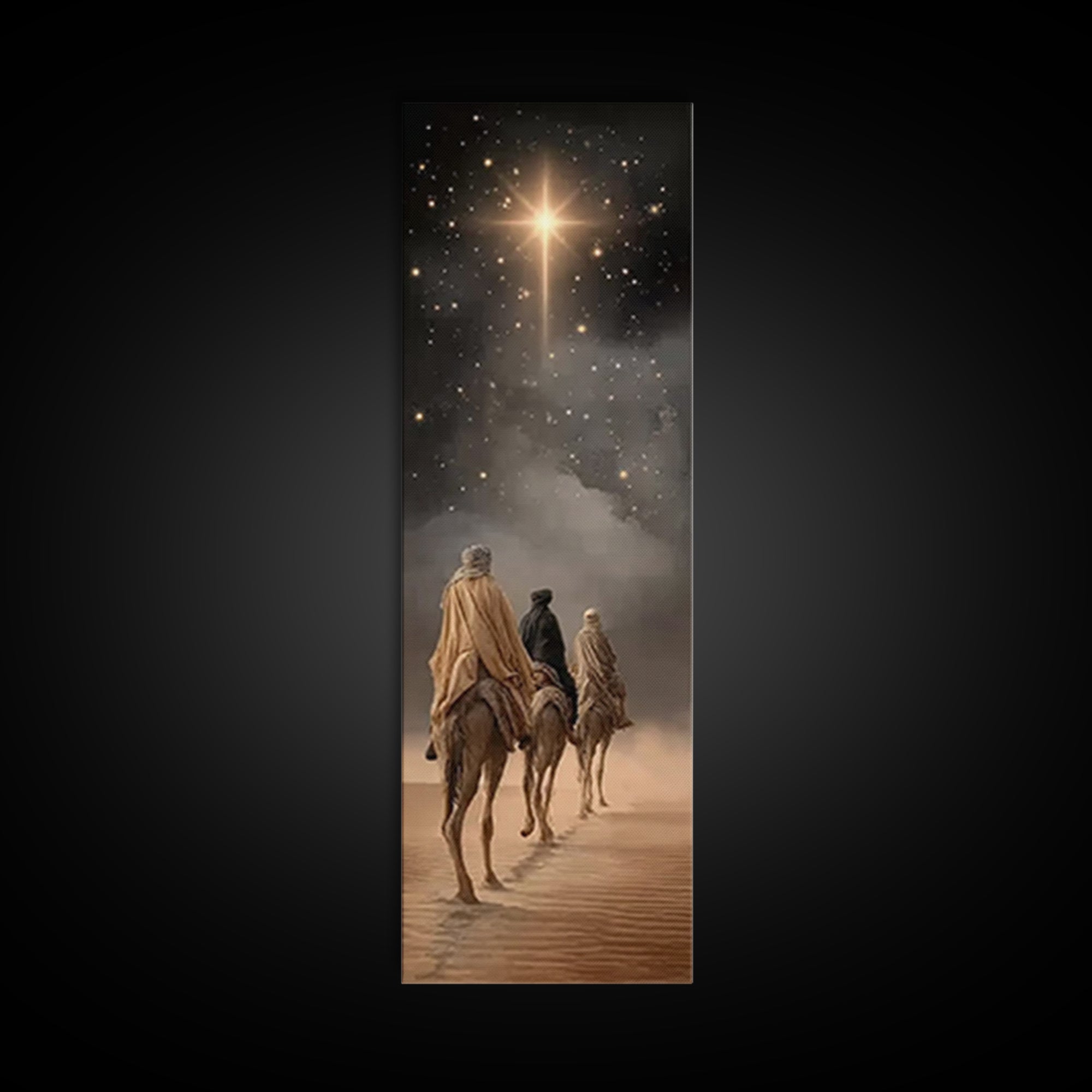 Wandering Kings Light, Framed Canvas Print, Christian Art Canvas, Christmas Art, Tall Skinny Art Print, Christian Decorations, Modern Chris