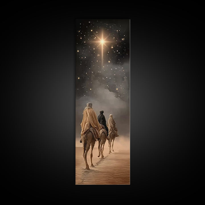 Wandering Kings Light, Framed Canvas Print, Christian Art Canvas, Christmas Art, Tall Skinny Art Print, Christian Decorations, Modern Chris