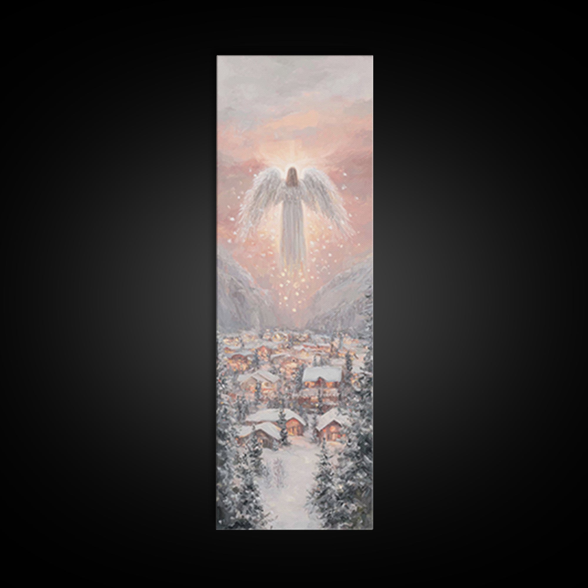 Heavenly Watch | Framed Canvas Print | Christian Wall Art | Christmas Art | Christian Art Canvas | Tall Narrow Wall Art