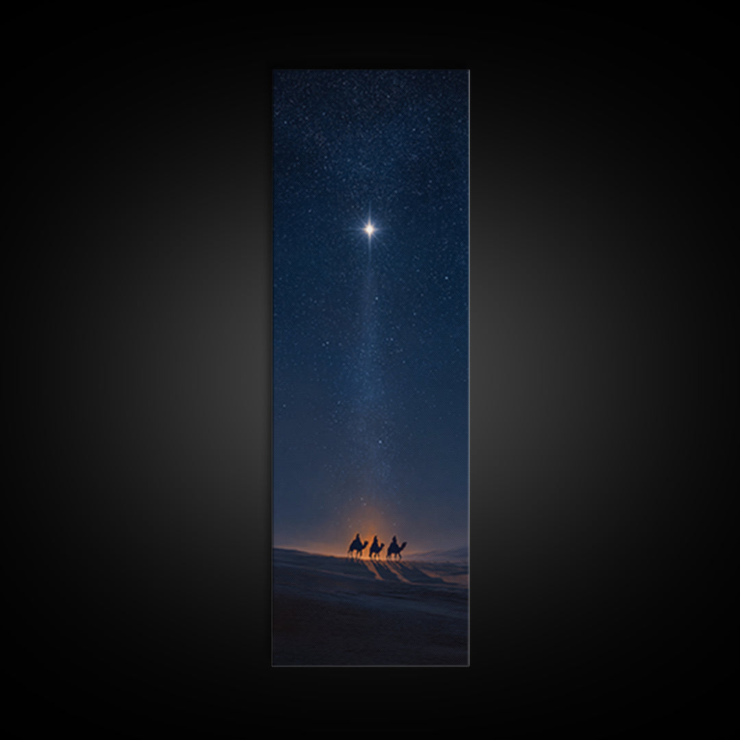 Midnight Kings Journey | Framed Canvas Print | Christmas Wall Art | Christian Art Canvas | Tall Skinny Art Print | Christian Christmas Art