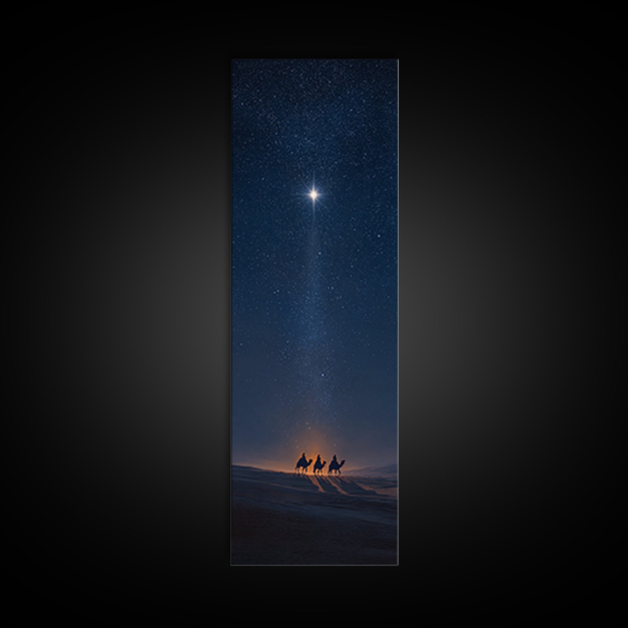 Midnight Kings Journey | Framed Canvas Print | Christmas Wall Art | Christian Art Canvas | Tall Skinny Art Print | Christian Christmas Art