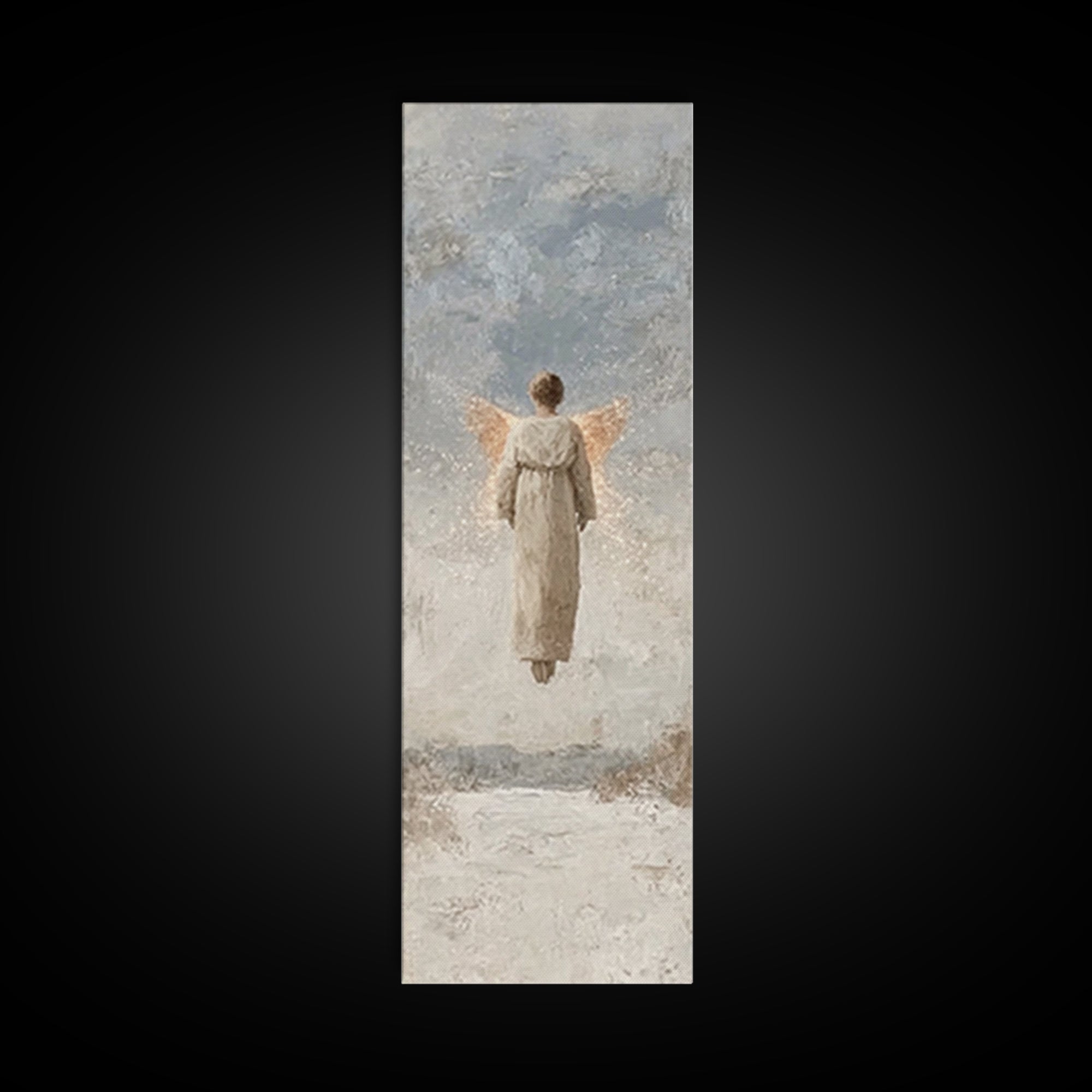 Angel Of Light | Framed Canvas Print | Christian Art Canvas | Minimalist Christian Art | Christmas Wall Art | Skinny Art