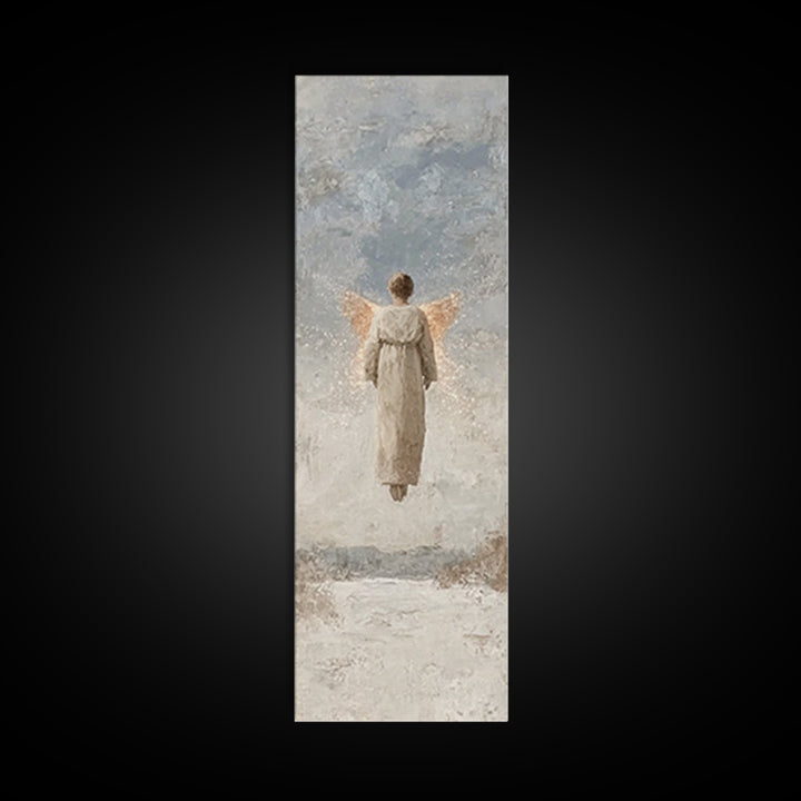 Angel Of Light | Framed Canvas Print | Christian Art Canvas | Minimalist Christian Art | Christmas Wall Art | Skinny Art