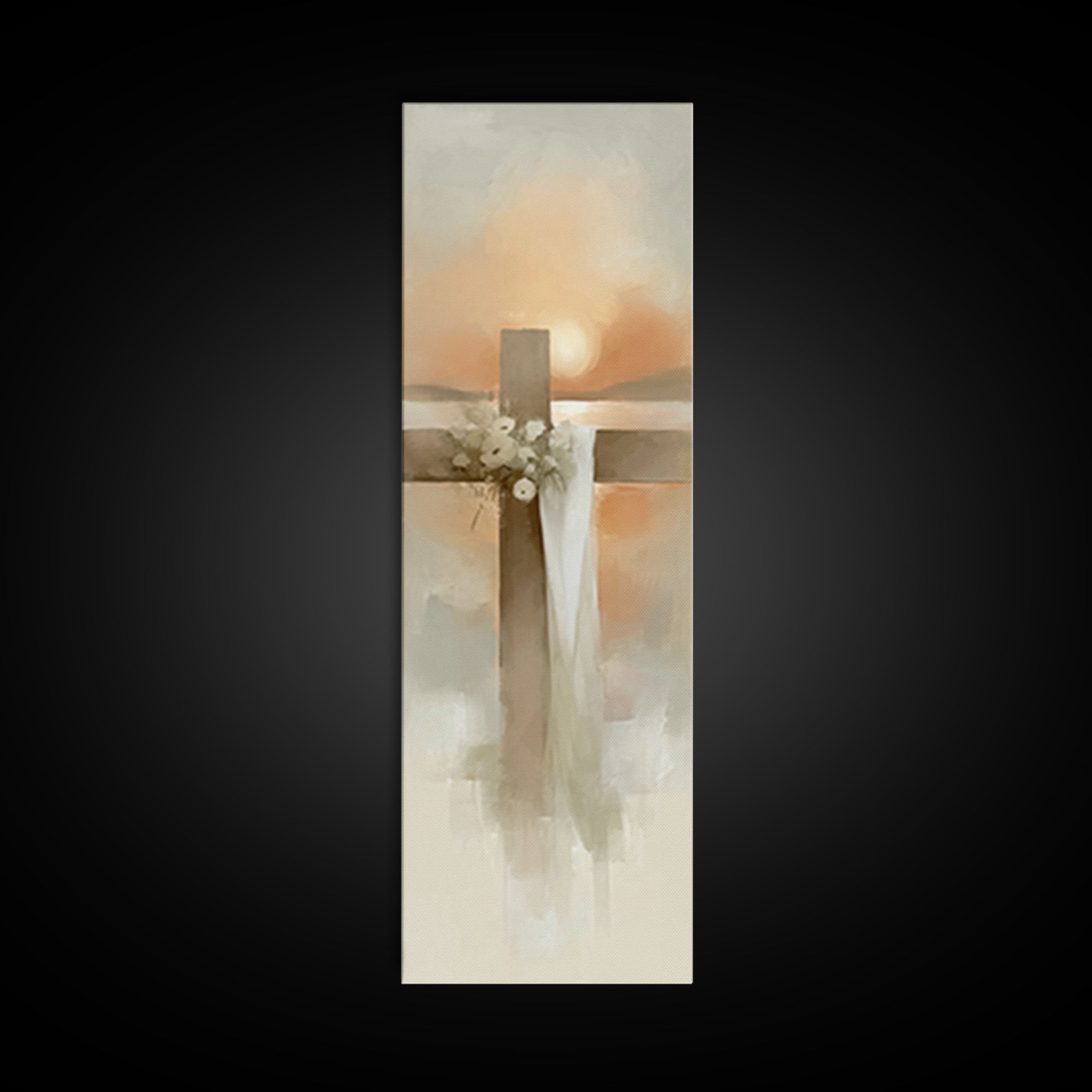 Cross Of Morning – Framed Canvas Print – Christian Art Canvas – Christian Wall Art – Narrow Art – Christian Art Print – Christian Decoratio