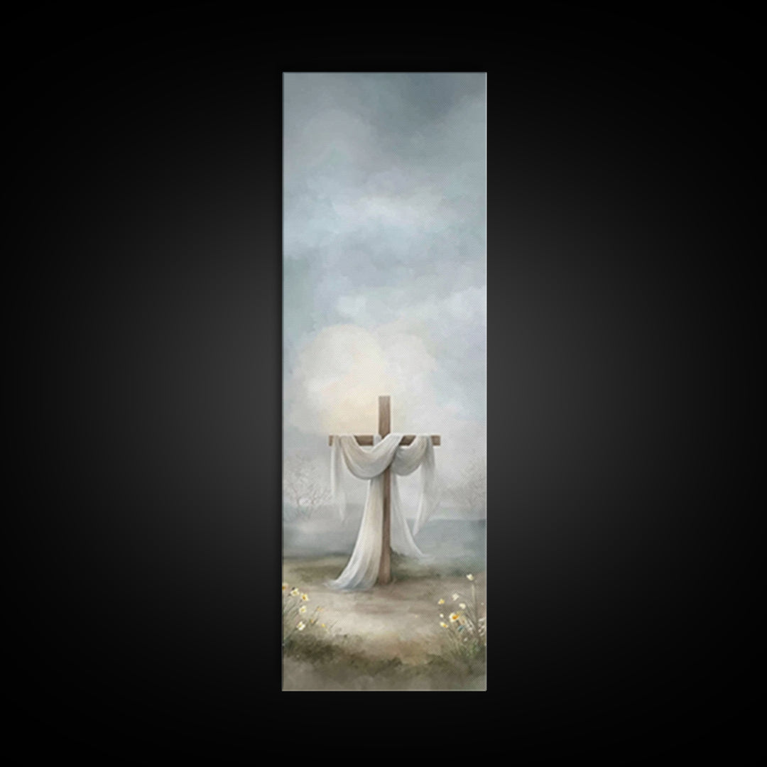 Hope Beyond The Hills, Framed Canvas Print, Narrow Art, Christian Wall Art, Christian Art Print, Christmas Art, Jesus Painting