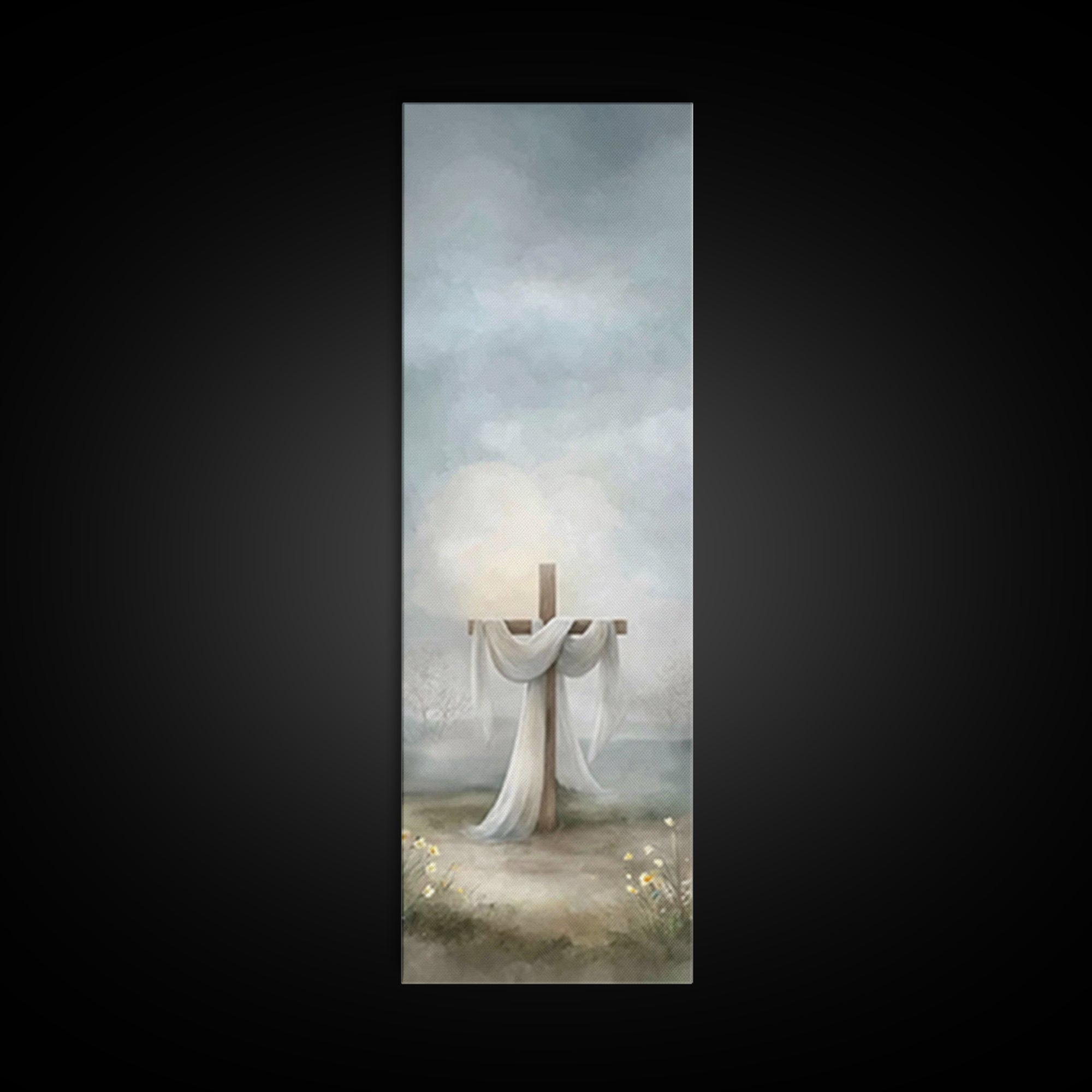 Hope Beyond The Hills, Framed Canvas Print, Narrow Art, Christian Wall Art, Christian Art Print, Christmas Art, Jesus Painting