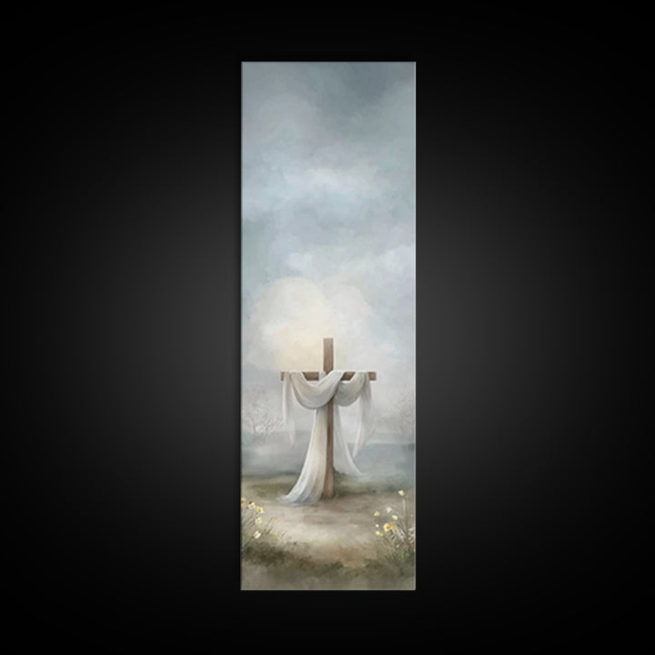 Hope Beyond The Hills, Framed Canvas Print, Narrow Art, Christian Wall Art, Christian Art Print, Christmas Art, Jesus Painting
