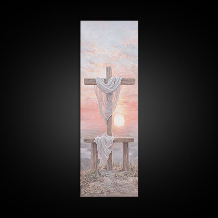 Mercy At Sunrise | Framed Canvas Print | Tall Narrow Wall Art | Christian Wall Art | Christian Painting | Christian Christmas Art | Christi