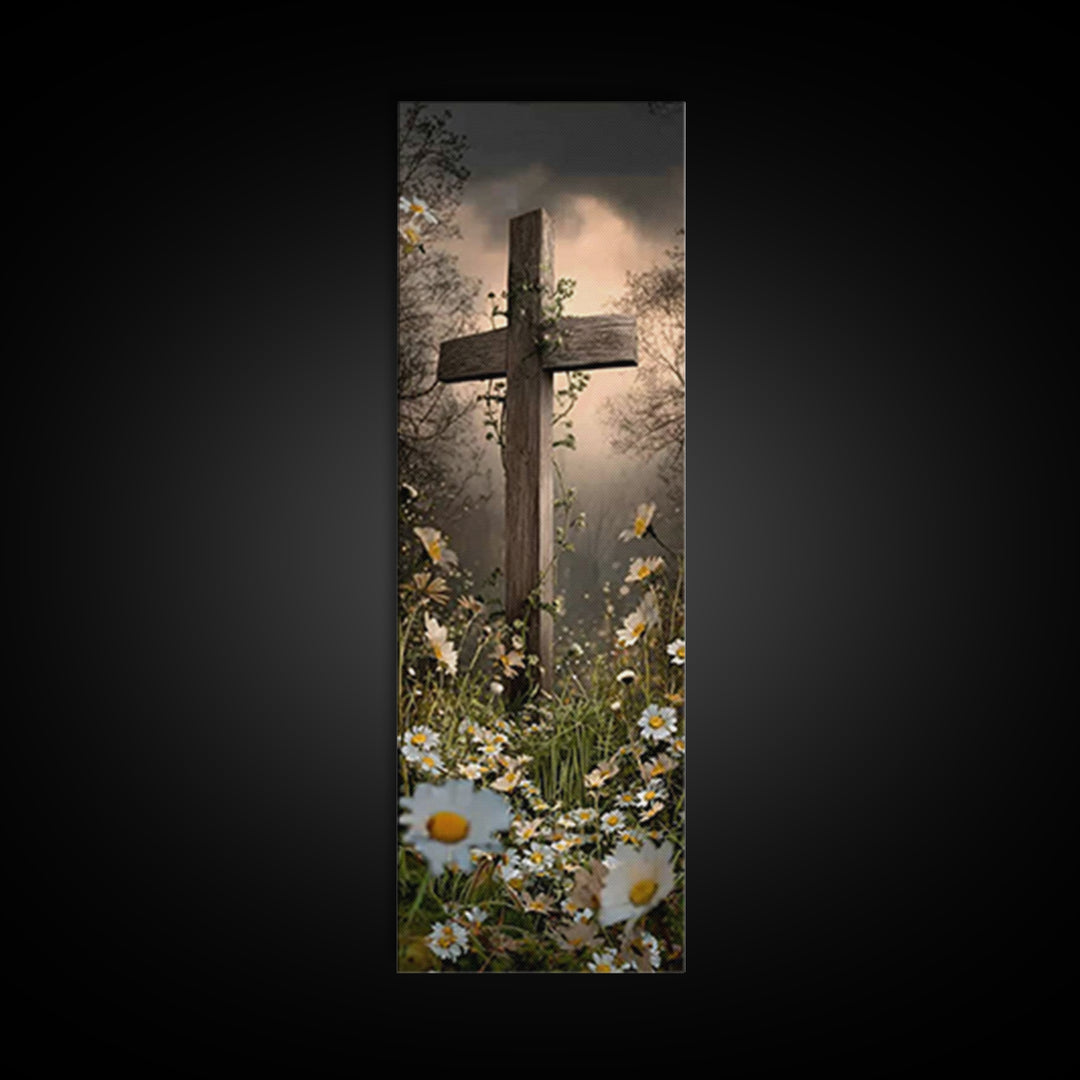 Light Of Salvation – Framed Canvas Print – Narrow Art – Christian Wall Art – Christian Art Print – Christian Christmas Art – Jesus Painting
