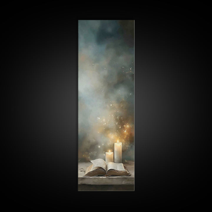 Candlelit Devotion – Framed Canvas Print – Narrow Art – Christian Art Canvas – Christian Wall Art – Christian Art Print – Christian Gift Id