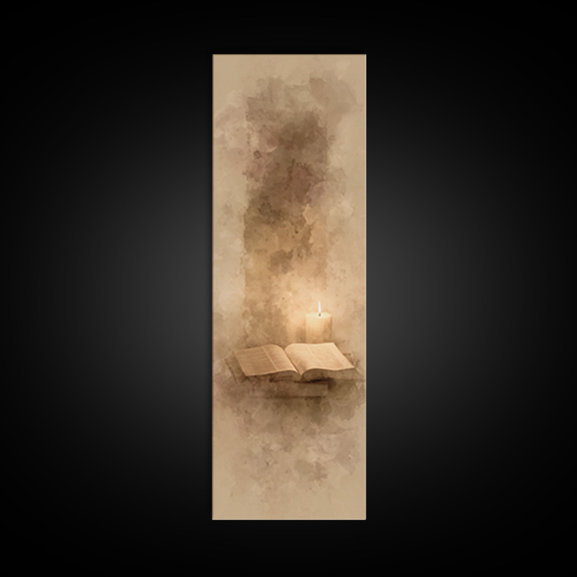Sacred Candle Light – Framed Canvas Print – Tall Narrow Wall Art – Christian Wall Art – Christian Art Canvas – Christian Painting – Christi