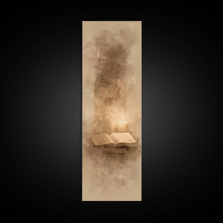 Sacred Candle Light – Framed Canvas Print – Tall Narrow Wall Art – Christian Wall Art – Christian Art Canvas – Christian Painting – Christi