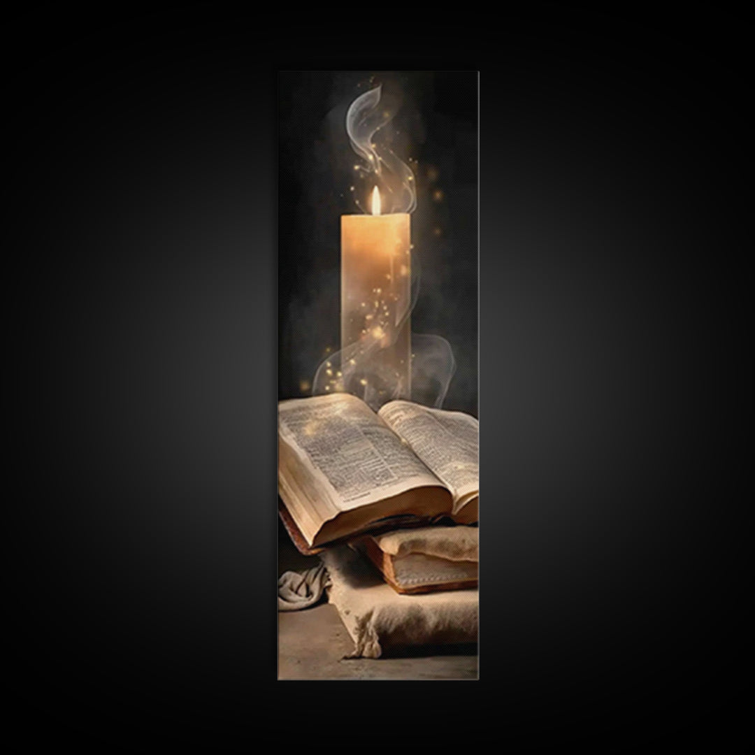 Eternal Book Glow – Framed Canvas Print – Skinny Art – Christian Art Canvas – Christian Wall Art – Vintage Christian Art – Christian Gift I