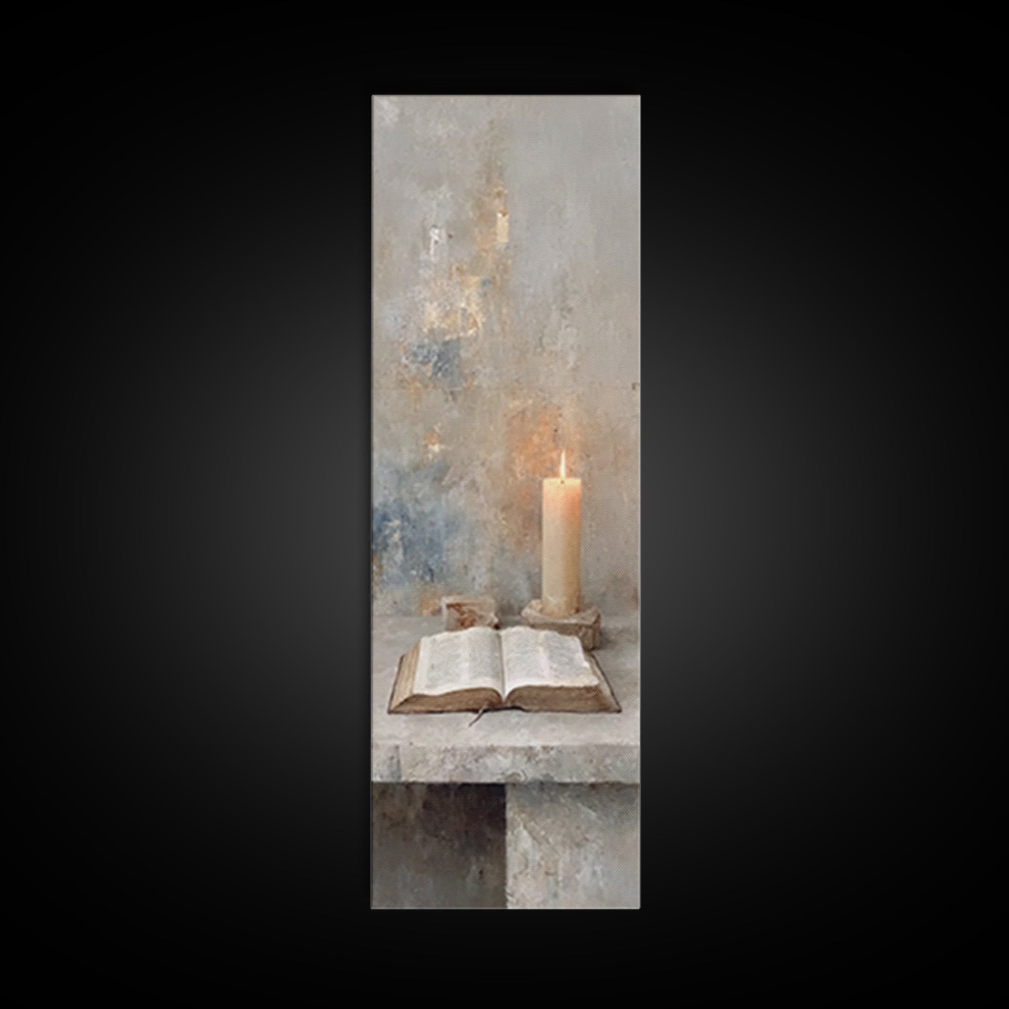 Quiet Scripture Flame – Framed Canvas Print – Narrow Art – Christian Painting – Christian Wall Art – Christian Art Gift – Modern Christian