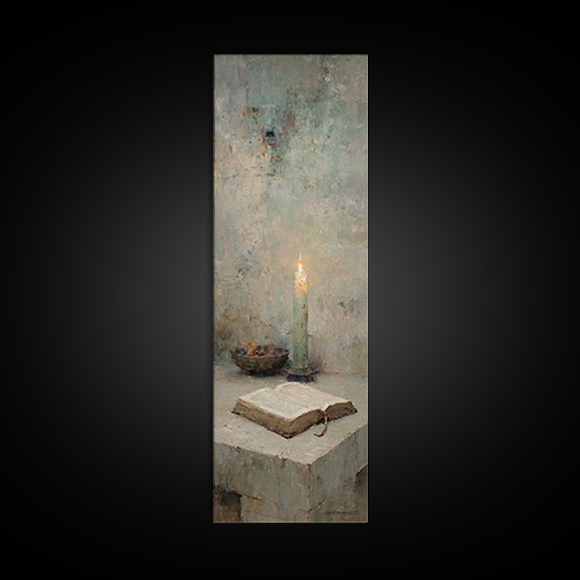 Ancient Word Flame – Framed Canvas Print – Tall Narrow Wall Art – Christian Art Print – Moody Christian Art – Christian Wall Art – Christia