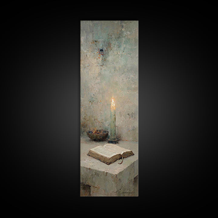 Ancient Word Flame – Framed Canvas Print – Tall Narrow Wall Art – Christian Art Print – Moody Christian Art – Christian Wall Art – Christia