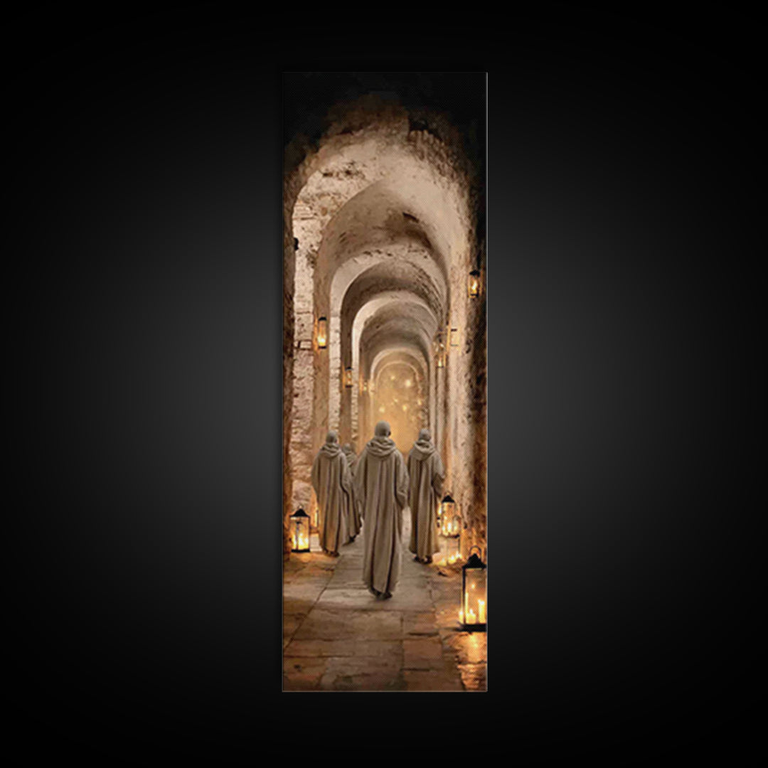 Faithful Cloister Path – Framed Canvas Print – Tall Narrow Wall Art – Christian Painting – Christian Art Print – Christian Wall Art – Uniqu