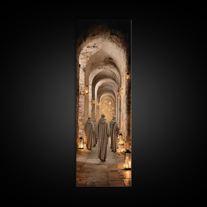 Faithful Cloister Path – Framed Canvas Print – Tall Narrow Wall Art – Christian Painting – Christian Art Print – Christian Wall Art – Uniqu