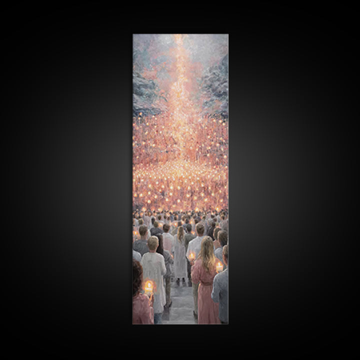 Radiant Ascent | Framed Canvas Print | Christian Art Print | Christian Christmas Art | Modern Christian Art | Tall Narrow Wall Art