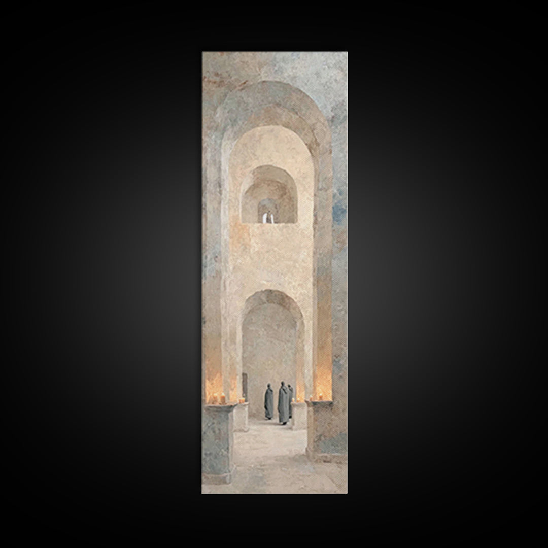 Chapel Candle Procession – Framed Canvas Print – Skinny Art – Christian Wall Art – Christian Art Canvas – Moody Christian Art – Christian G