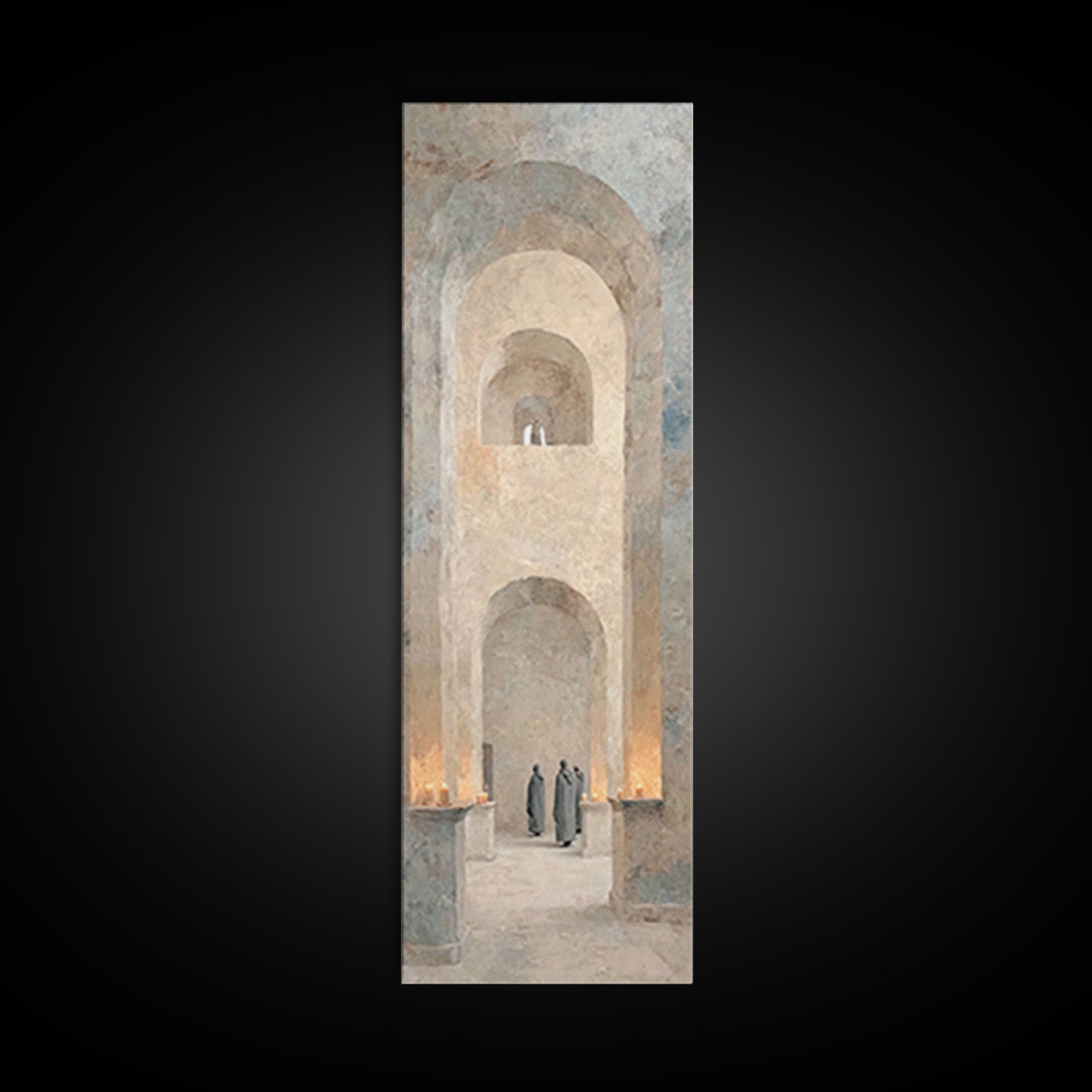 Chapel Candle Procession – Framed Canvas Print – Skinny Art – Christian Wall Art – Christian Art Canvas – Moody Christian Art – Christian G