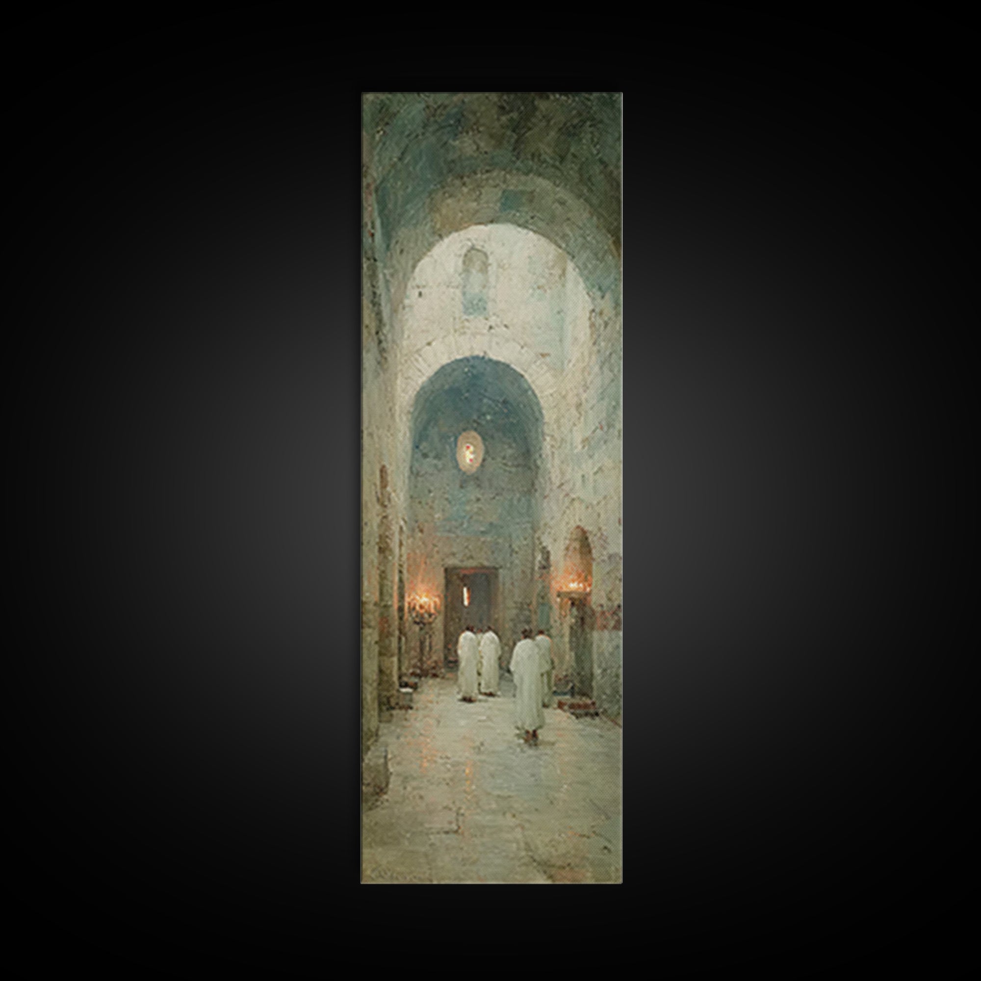 Ancient Chapel Calm – Framed Canvas Print – Narrow Art – Christian Art Print – Subtle Christian Art – Christian Wall Art – Christian Decor