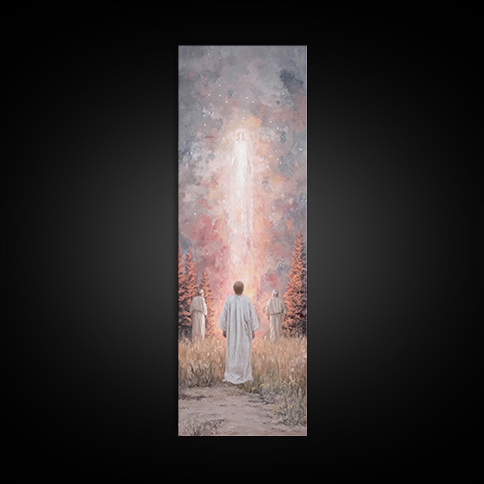 Heavenly Rising Glow – Framed Canvas Print – Tall Skinny Art Print – Christian Wall Art – Christian Art Canvas – Jesus Painting – Christian